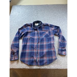 Mens WEATHERPROOF Blue Long Sleeve Plaid Button Up Shirt MEDIUM